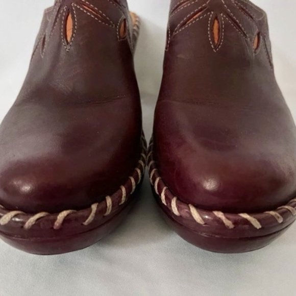 FRYE Charlotte Leather Heeled Mule Clogs sz 9.5 - Picture 4 of 7